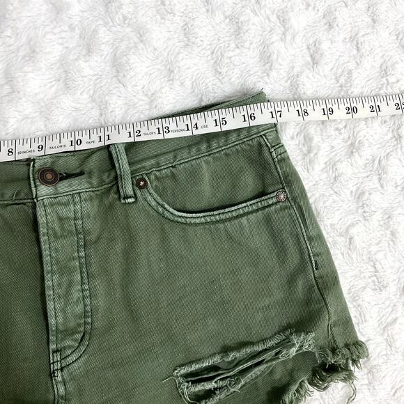 Free People Olive Green Loving Good Vibrations Cut Off Boho Denim Shorts 29 - Picture 6 of 8